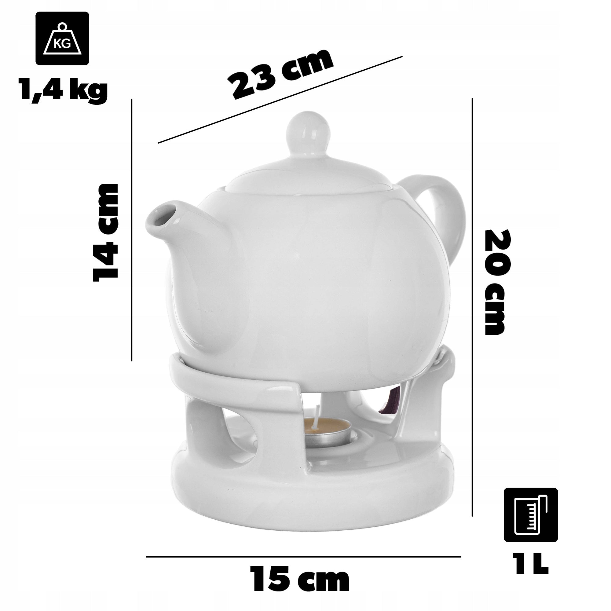 TEA POT WITH HEATER 1L CERAMIC TEA KETTLE + 2 CUPS Manufacturer code K16535
