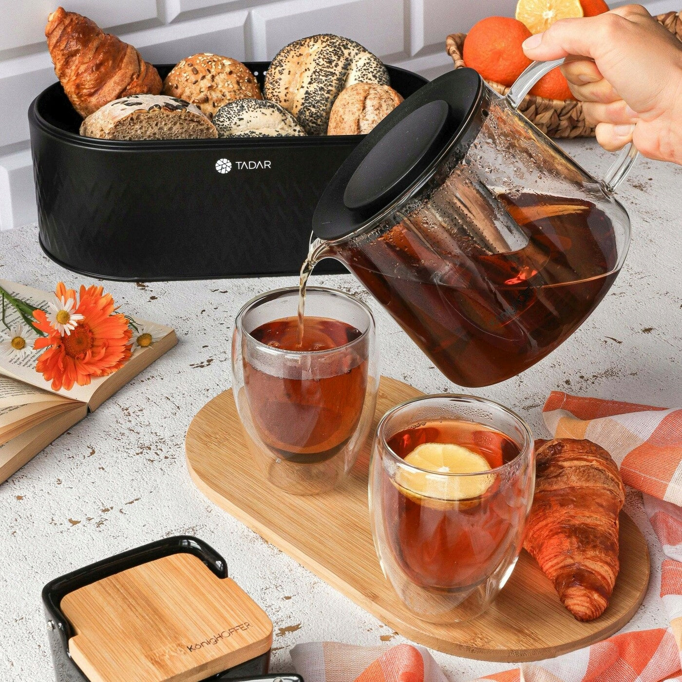 TEA POT with INFUSER and Heater Konighoffer Andrea 1,5 l Brand Konighoffer