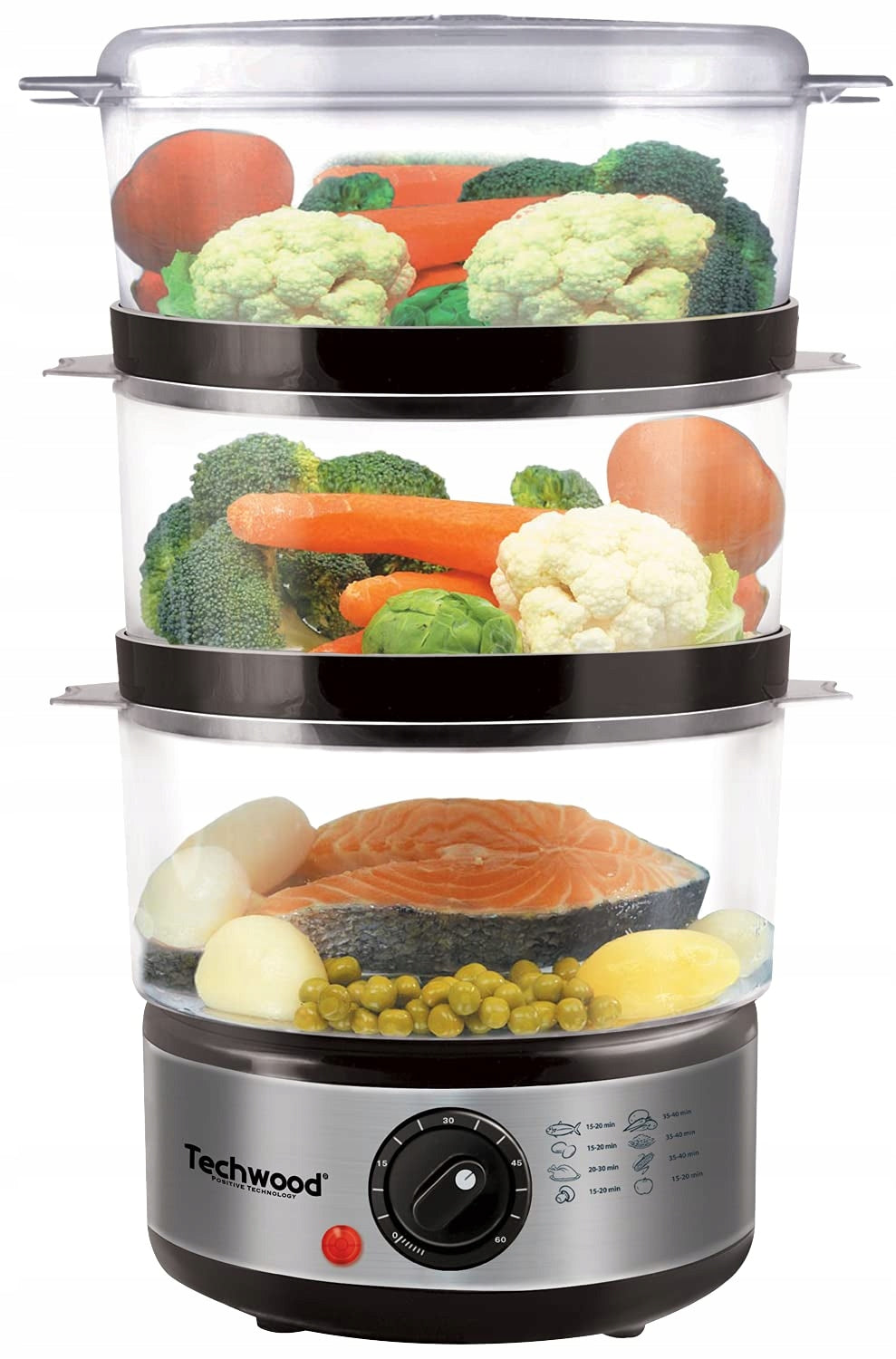 TECHWOOD Plastic Steamer 2 Liters Stainless Steel