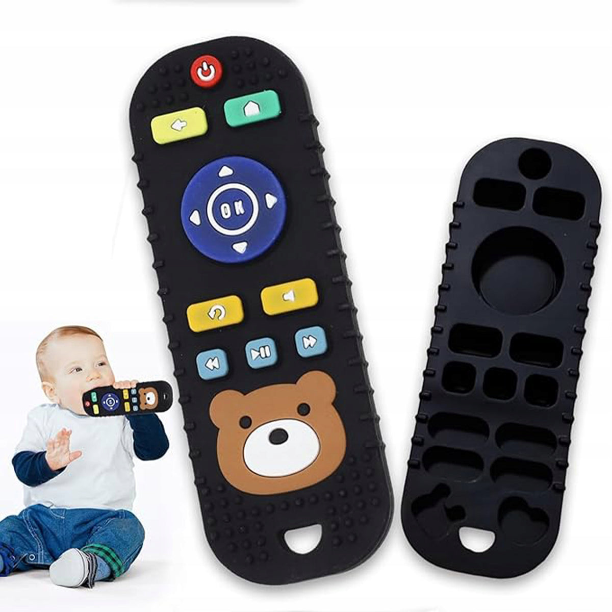TEETHER REMOTE CONTROL FOR BABY SILICONE BLACK TOY FOR TEETHING TEETH Brand no brand