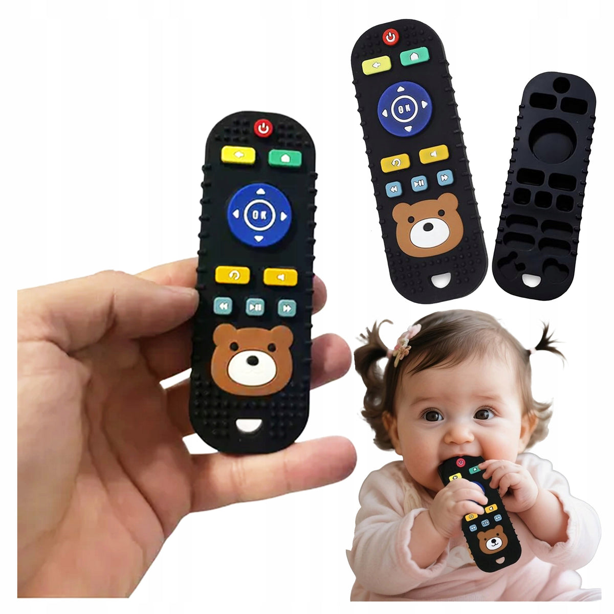 TEETHER REMOTE CONTROL FOR BABY SILICONE BLACK TOY FOR TEETHING TEETH