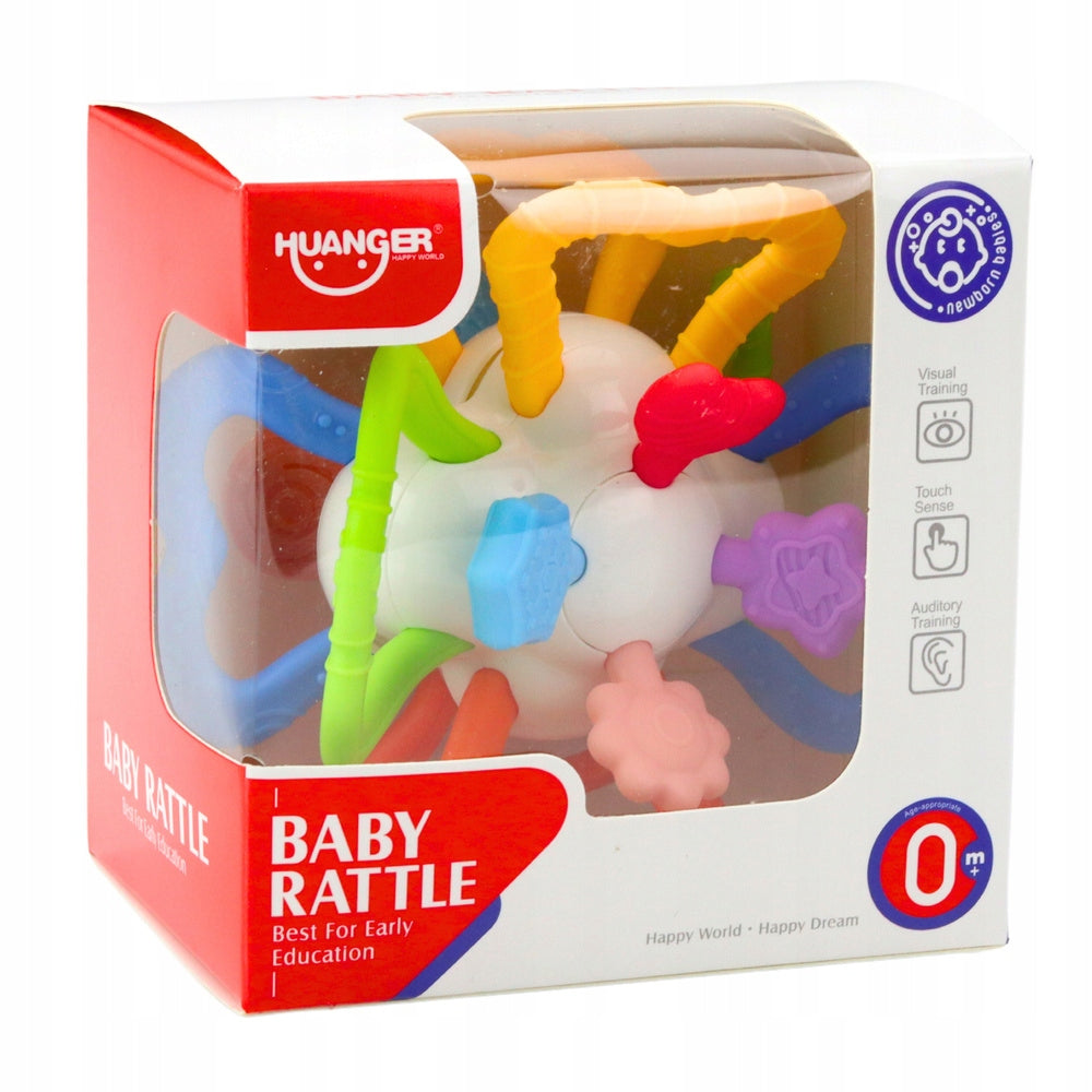 TEETHER SENSORY TOY ROTATING MOVABLE FLEXIBLE HANDLES LIGHT 0M+ Manufacturer code 25268 dla niemowląt na prezent święta piłka