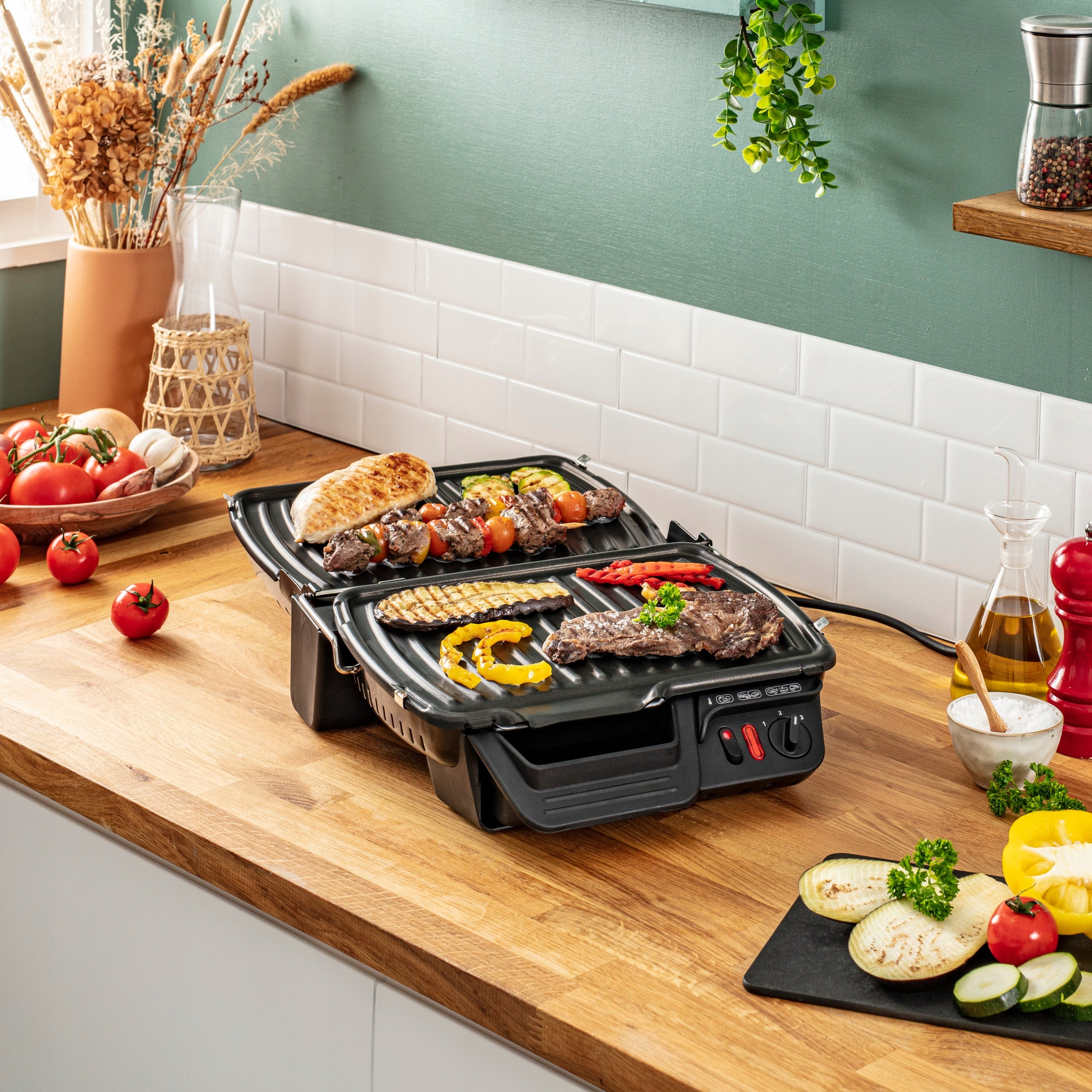 TEFAL Compact GC3050 foldable electric grill Temperature control yes