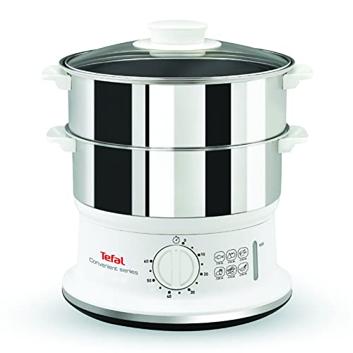 TEFAL ELECTRIC STEAMER 2 STEEL CONTAINERS 6L TIMER 900W WHITE VC1451