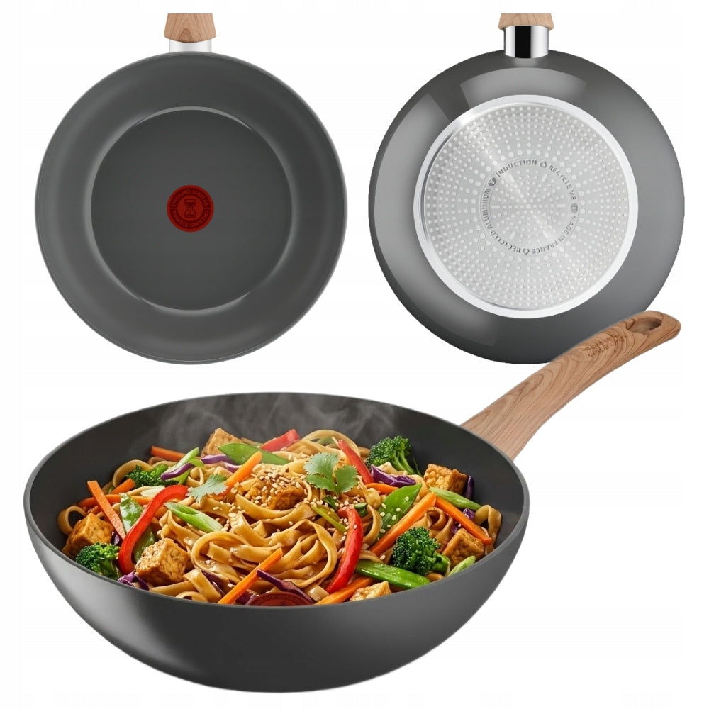 TEFAL RENEW WOK DEEP CERAMIC FRYING PAN 28 CM NON-STICK COATING
