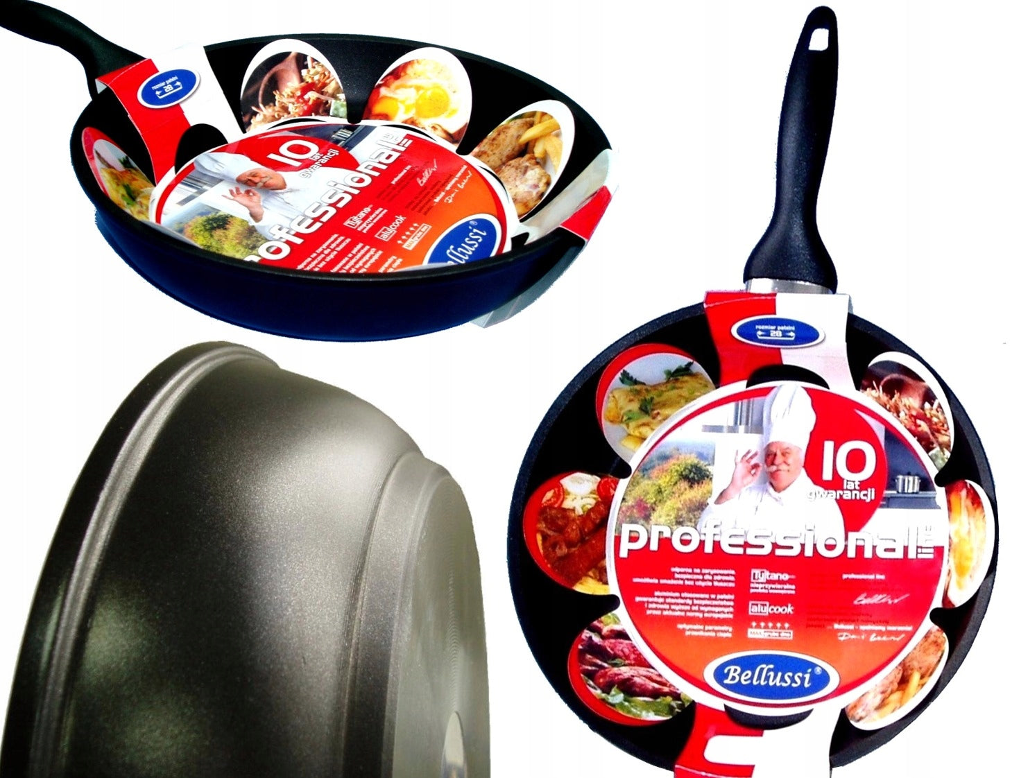 TEFLON PAN TRADITIONAL 24CM BELLUSSI FAT-FREE GRANITE ALUCOOK