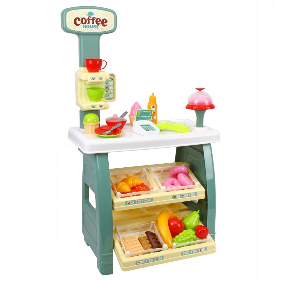 TEHNOK CAFE SHOP FOR CHILDREN 37 EL. CASH REGISTER TERMINAL TOY NEW 9765
