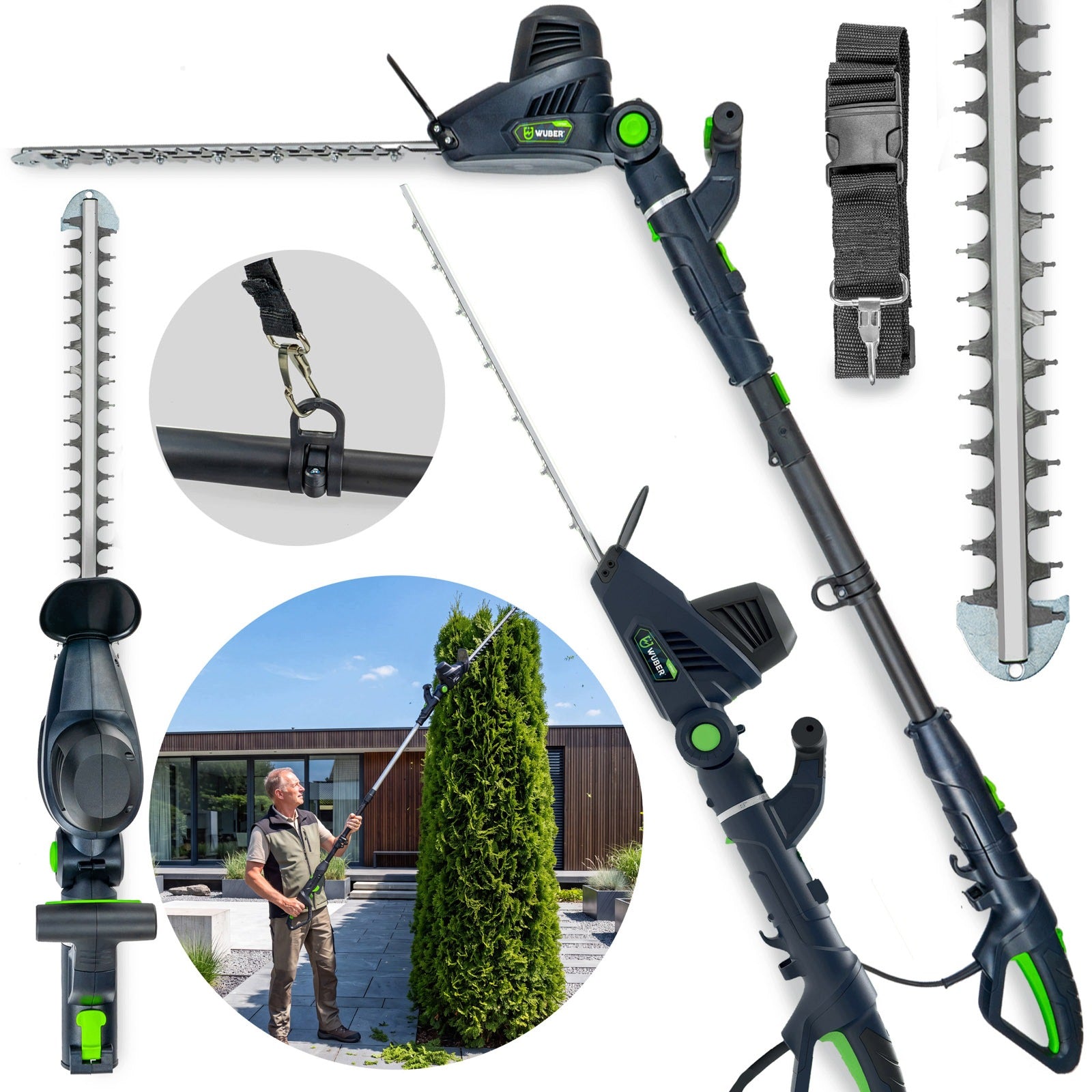 TELESCOPIC BOOM HEDGE TRIMMER 2,7M ELECTRIC DUALCUT 2IN1