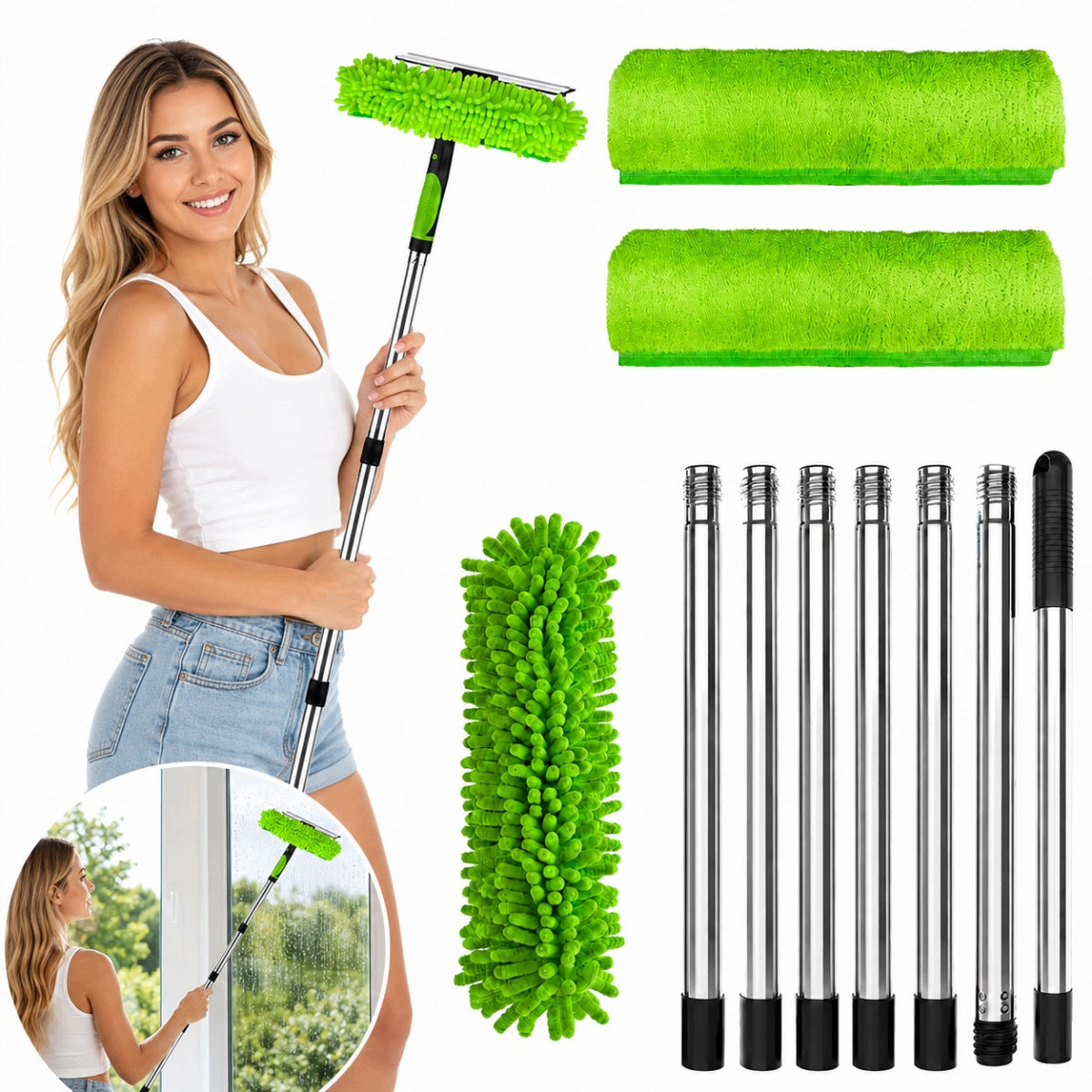 TELESCOPIC BRUSH AND SQUEEGEE FOR WASHING PHOTOVOLTAIC PANELS 3M