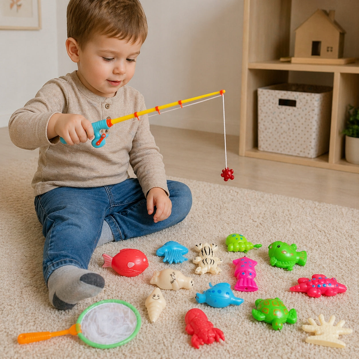 TELESCOPIC FOLDING ROD SET + FISH FOR CHILDREN FOR FISHING XXL Packaging status original