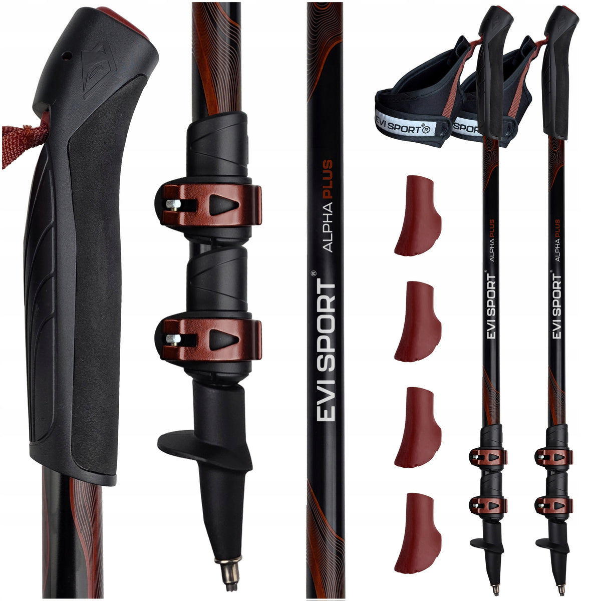 TELESCOPIC POLES ADJUSTABLE PRO TREKKING FOLDING ALUMINUM IN THE MOUNTAINS
