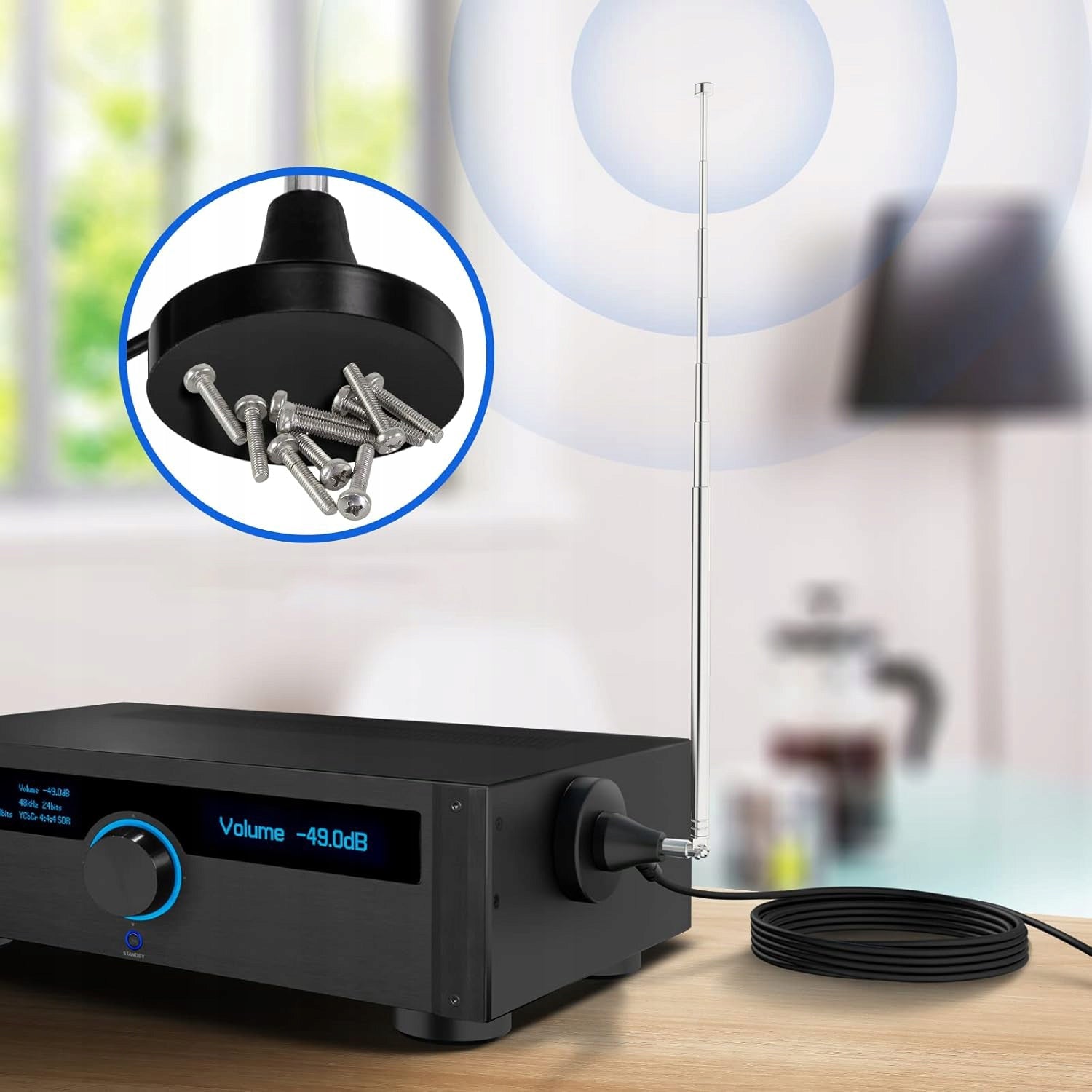 TELESCOPIC RADIO ANTENNA FM ANTENNA WITH 3 ADAPTERS UP TO 75 OHM DAB Manufacturer code Antena Radiowa