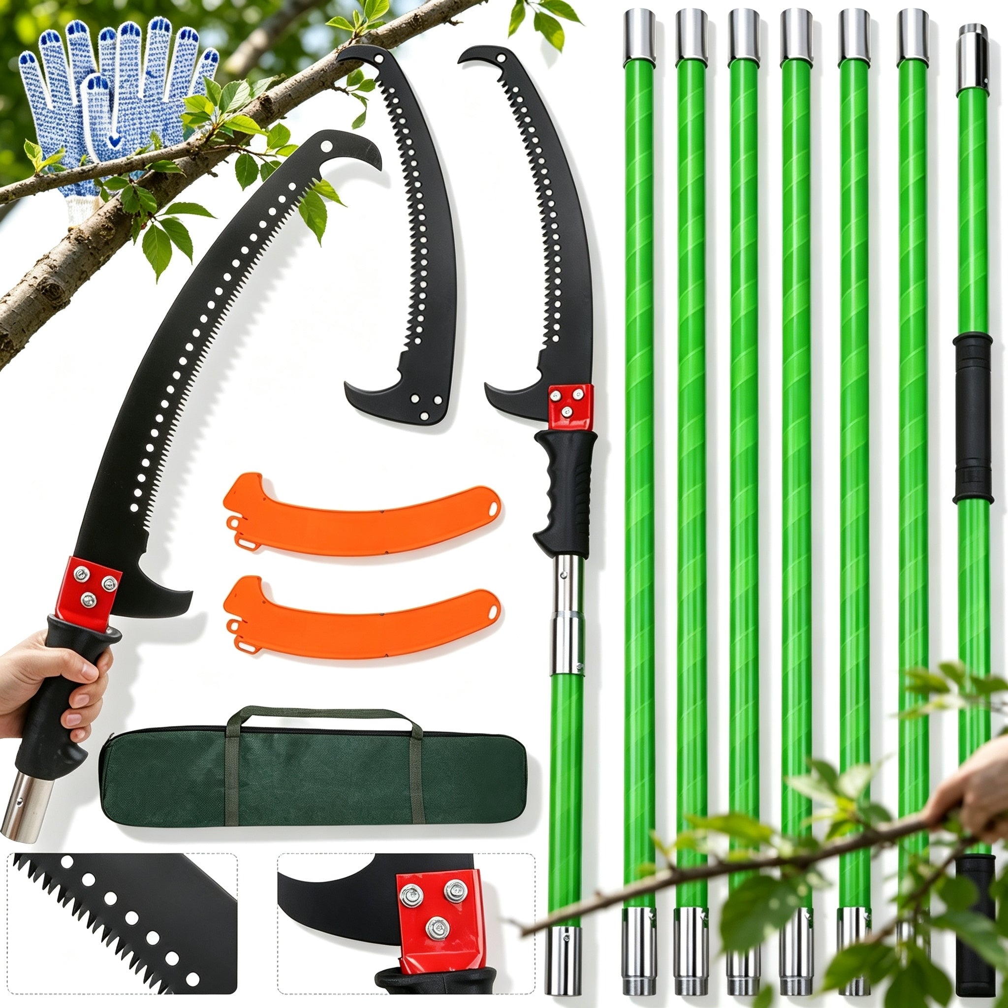 TELESCOPIC SAW WITH PRUNING SAWS FOR PRUNING TREES MANUAL ADJUSTMENT 2.1-8M