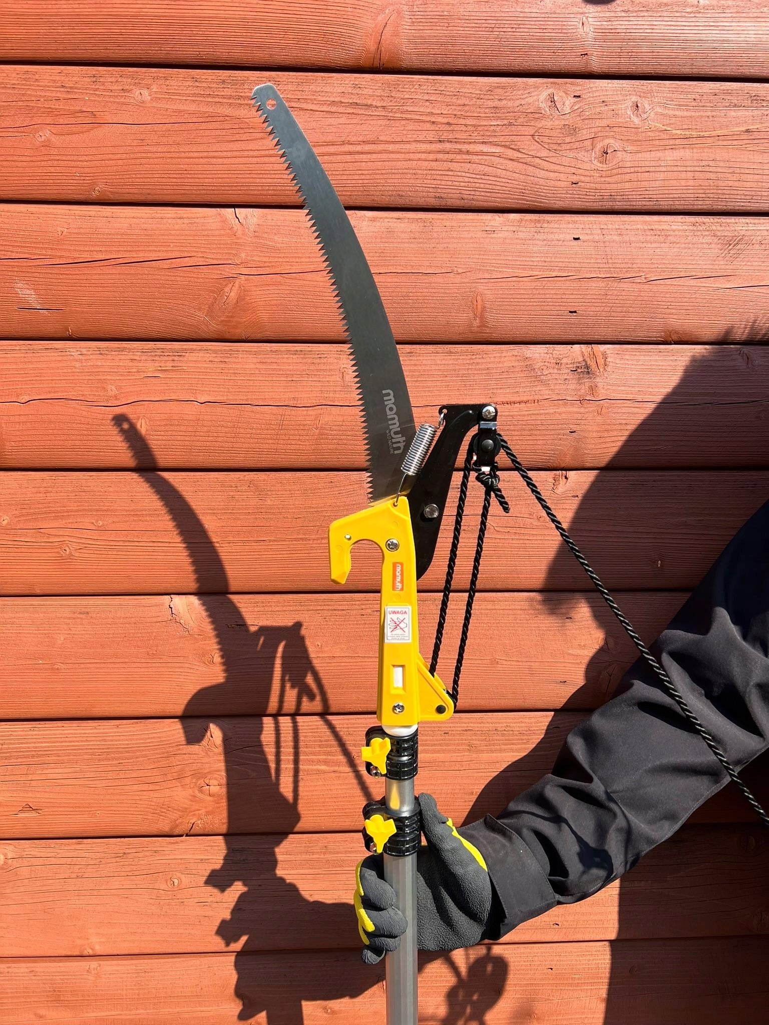 TELESCOPIC SAW WITH SHEAR ON HANDLE 3,75m 375cm FOR BRANCHES 2in1 MAMUTH Batteries included no