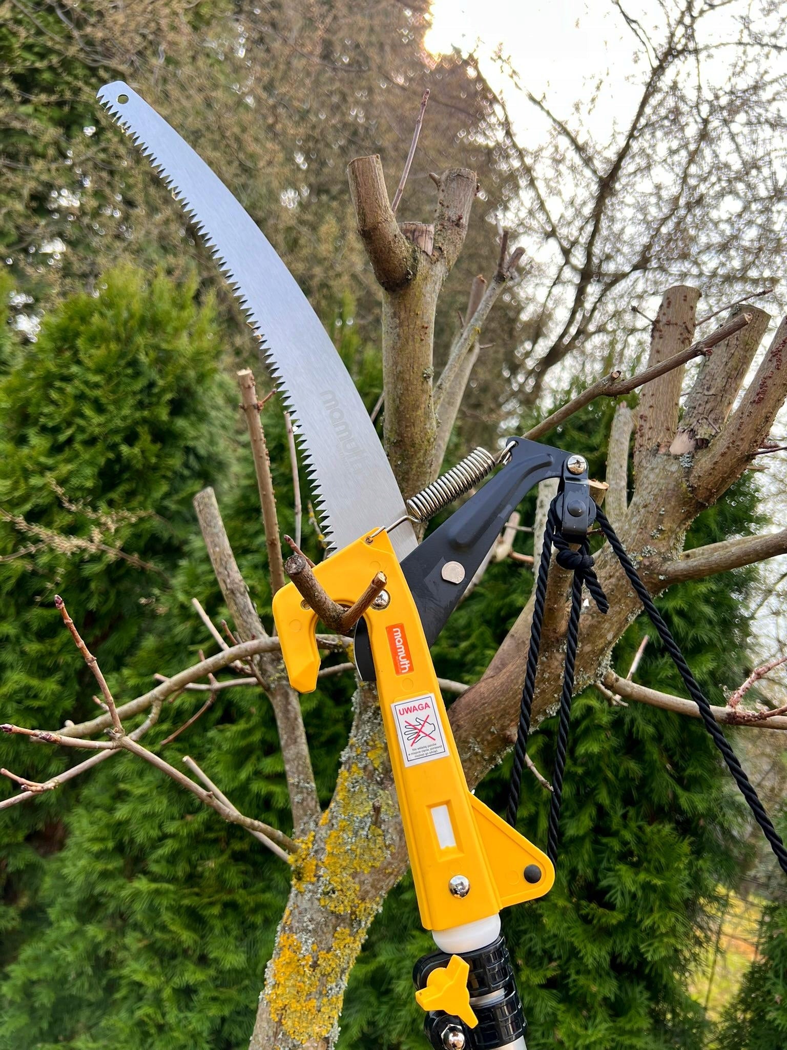 TELESCOPIC SAW WITH SHEAR ON HANDLE 3,75m 375cm FOR BRANCHES 2in1 MAMUTH Brand MAMUTH