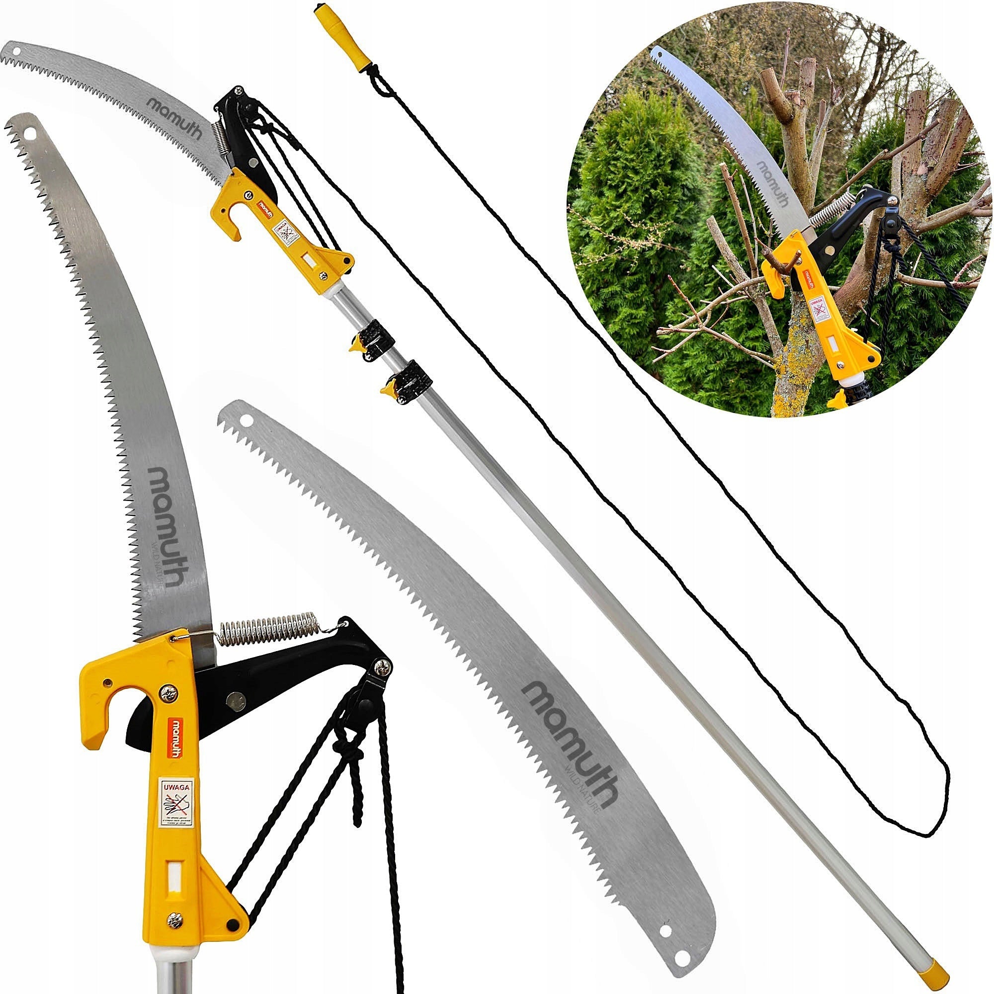 TELESCOPIC SAW WITH SHEAR ON SHANK 375-155CM FOR BRANCHES 2in1 MAMUTH Brand MAMUTH
