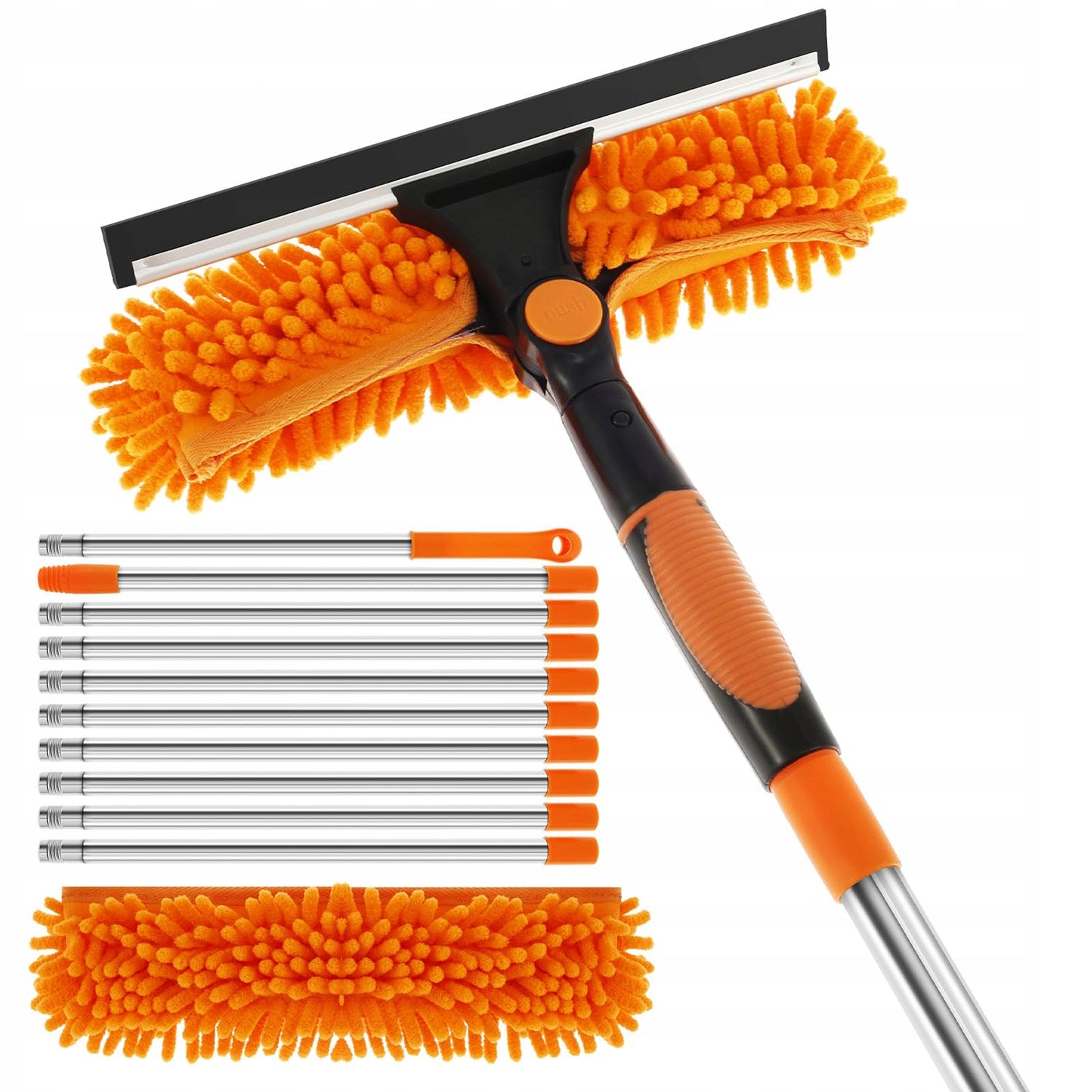 TELESCOPIC WINDOW WASHER 4.24M MOP STREAK PULLER FOR WINDOWS LONG 2IN1