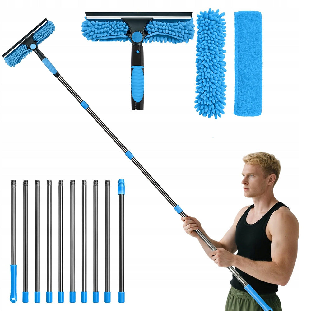 TELESCOPIC WINDOW WASHER 4,2M STREAK PULLER FOR WINDOWS LONG 2IN1 + OVERLAY