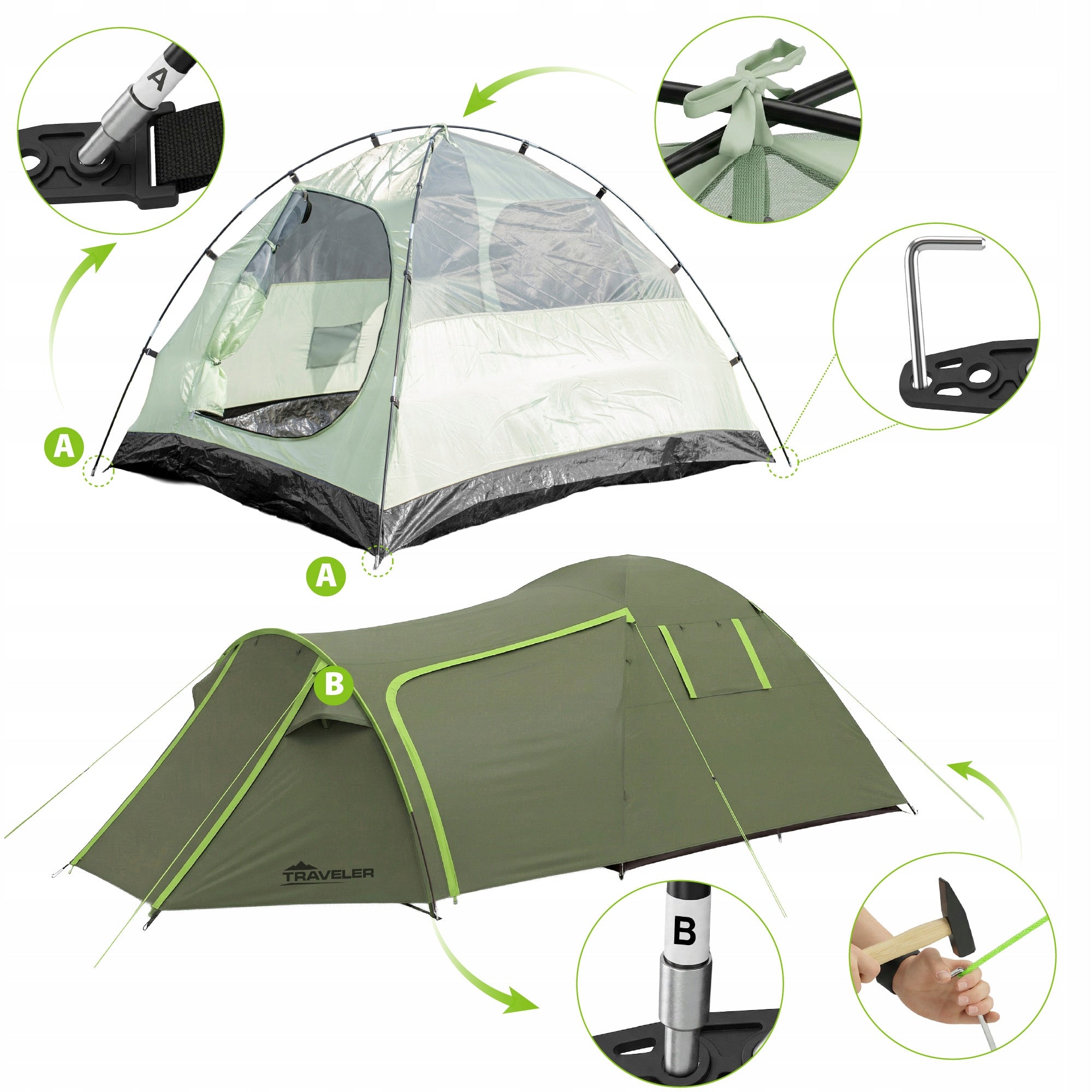 TENT 3 PERSON TOURIST CAMPING VESTIBULE TROPICS 410x240cm VAYOX Manufacturer code NAMIOT PRO MOCNY PU4000MM VAYOX + POKROWIEC