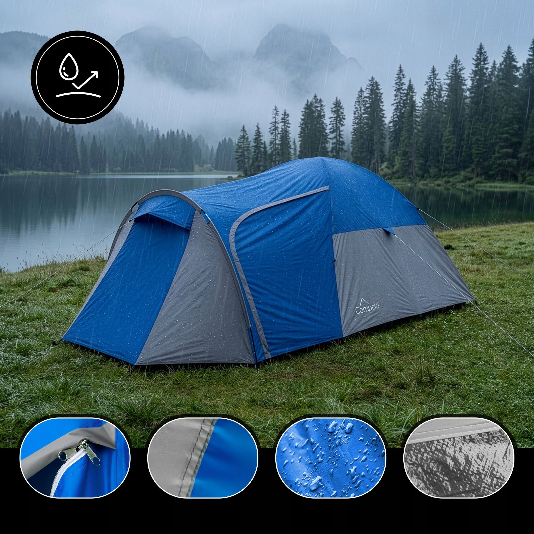 TENT 3 PERSON TOURIST WATERPROOF CAMPING FAMILY CAMPELA IGLO Manufacturer code CA0012GRY