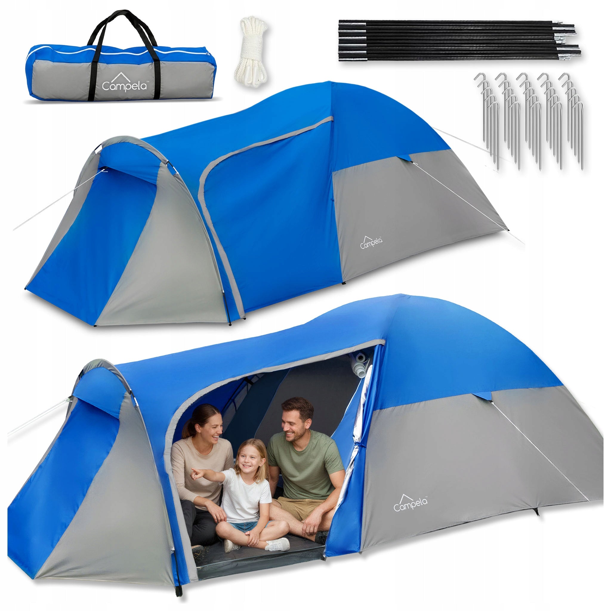 TENT 3 PERSON TOURIST WATERPROOF CAMPING FAMILY CAMPELA IGLO