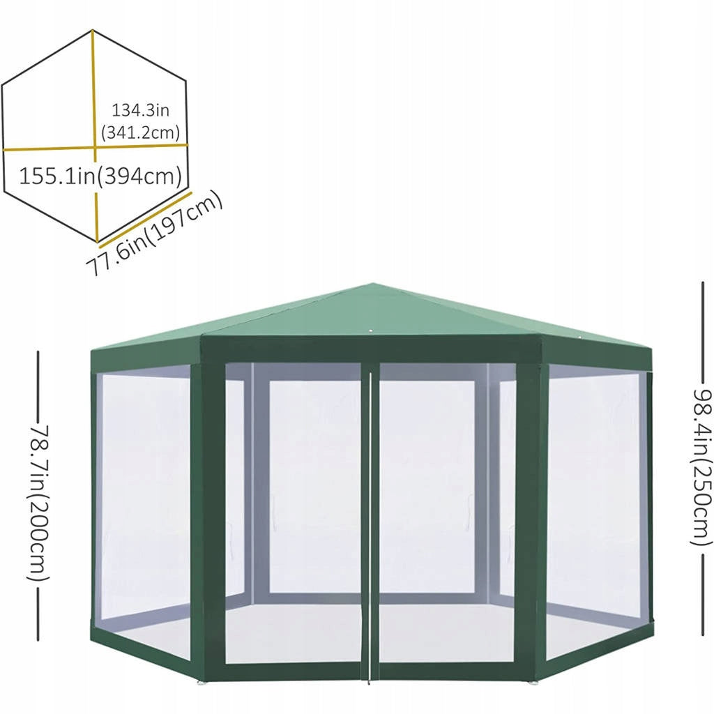 TENT Garden PAVILION GAZEBO with MOSQUITO NET LARGE HEXAGON 4x4m Type pavilion