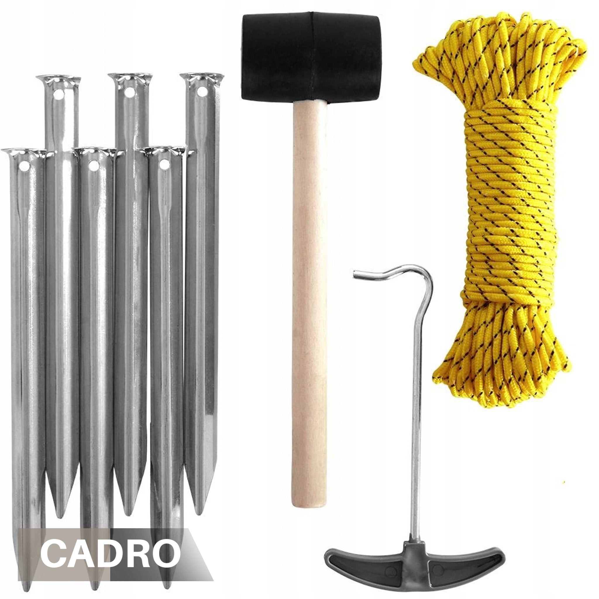 TENT HERRINGS with hammer hook rope included camping Brand Cadro