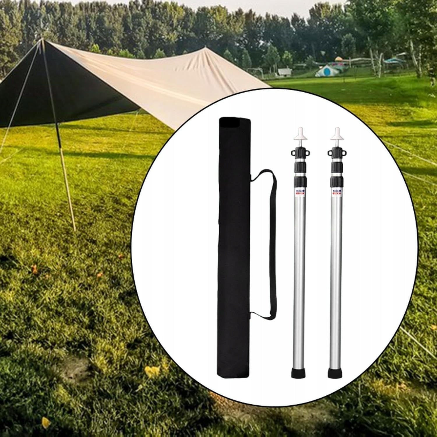 TENT RODS 2 PCS TELESCOPIC FRAME 30MM ALUMINUM FOR TARP AWNING Packaging status original