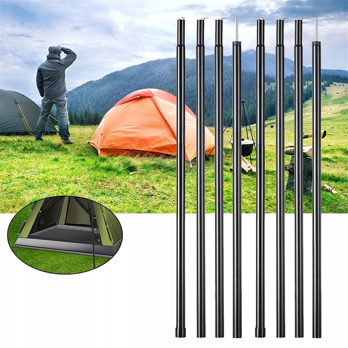 TENT RODS CAMPING TELESCOPIC AWNINGS 50-200CM 4-Section POSTS Manufacturer code 8581704897230