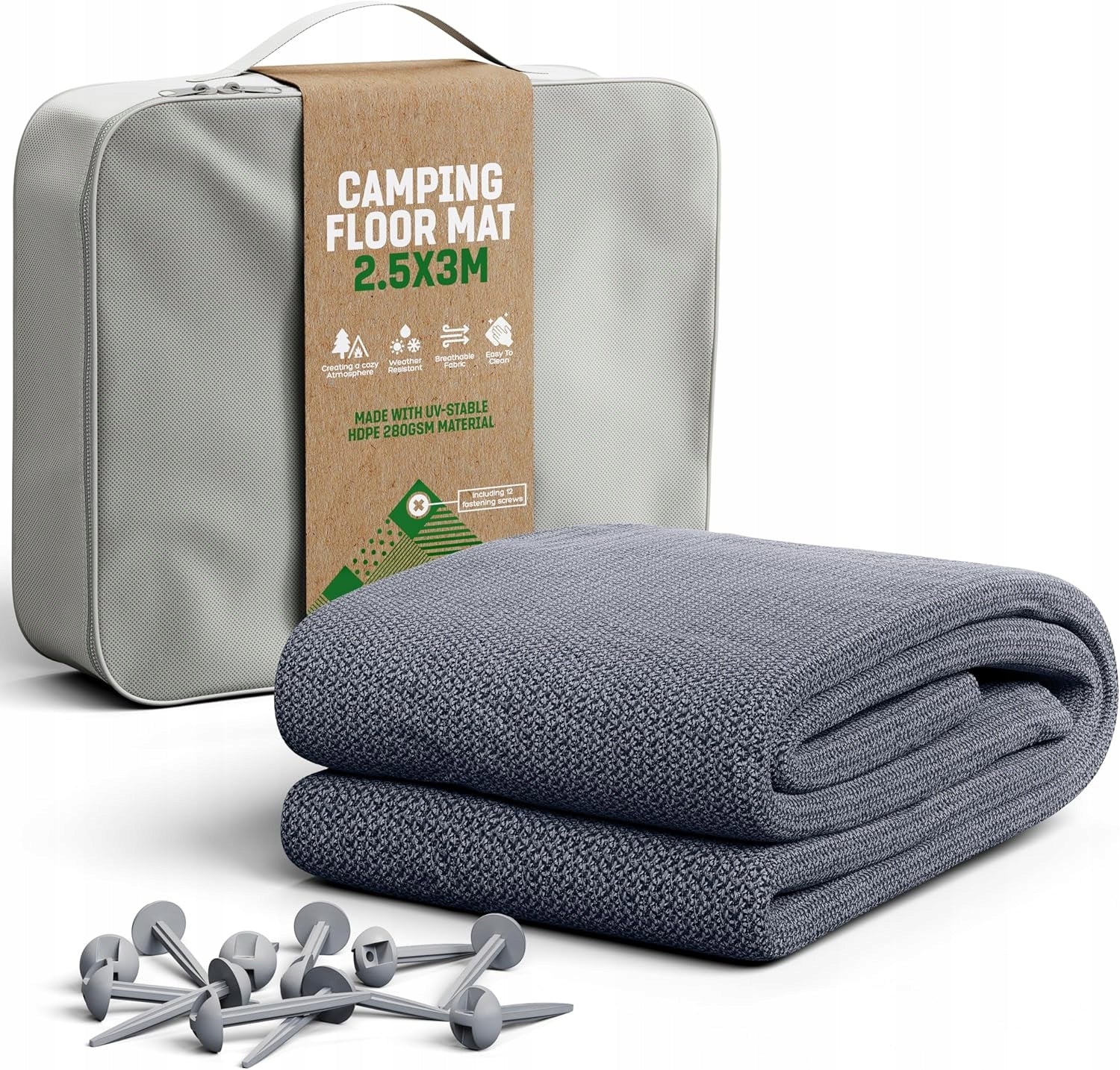 TENT RUG 250x300 CAMPING DURABLE ANCHOR SET SUMMER BAG