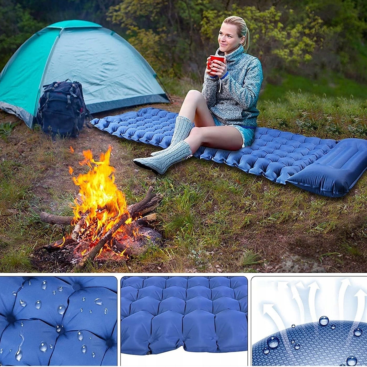 TENT SELF-INFLATING MAT, FOOT PUMP MATTRESS AND BAG, WATERPROOF Brand no brand