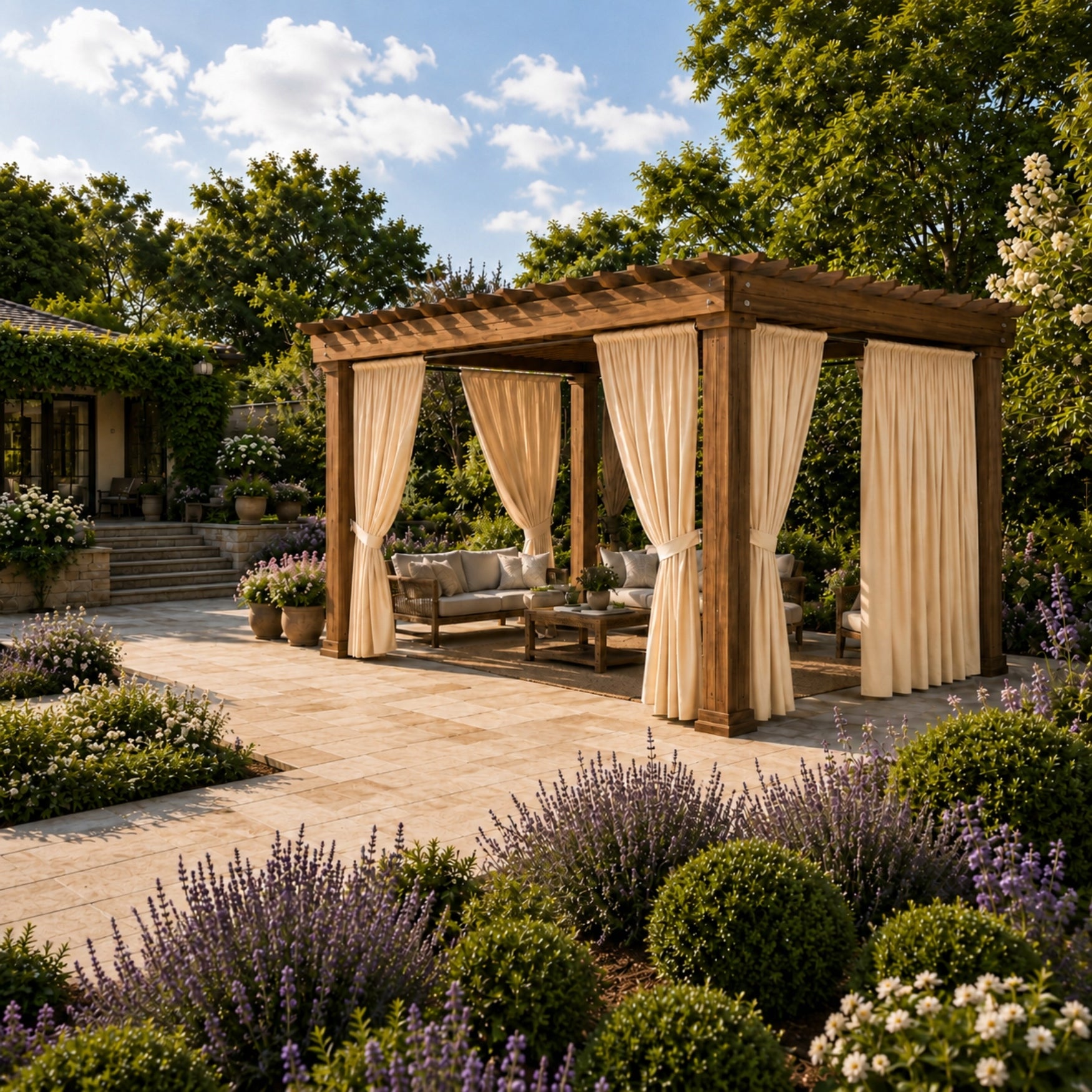 TERRACE CURTAIN 155X230 CM BEIGE GARDEN WATERPROOF FOR ARBOR TUNNEL Packaging status original