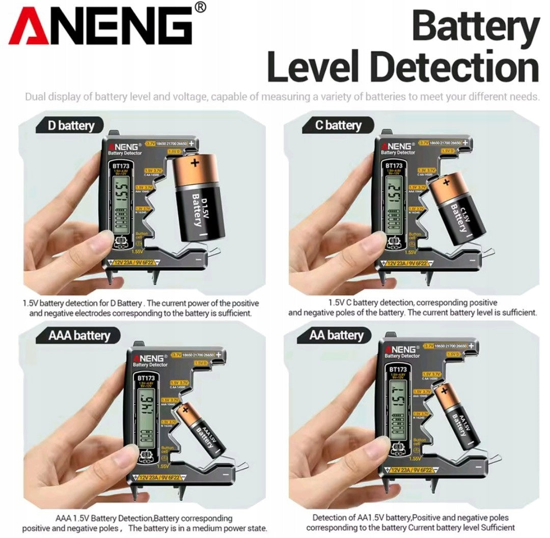 TESTER CYFROWY MIERNIK BATERII UNIWERSALNY WOLTOMIERZ LCD ANENG BT173 Brand Aneng