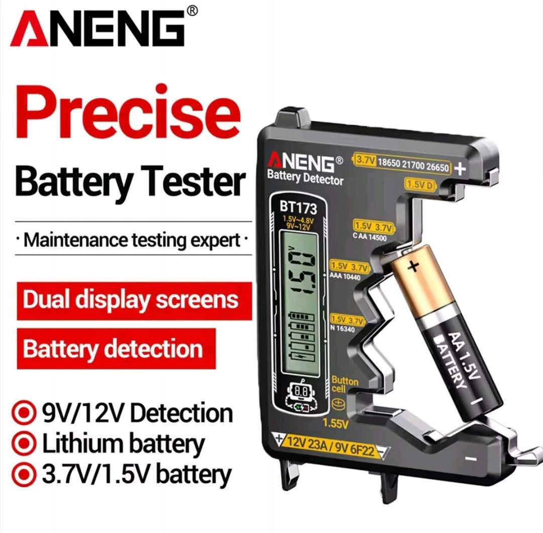 TESTER CYFROWY MIERNIK BATERII UNIWERSALNY WOLTOMIERZ LCD ANENG BT173