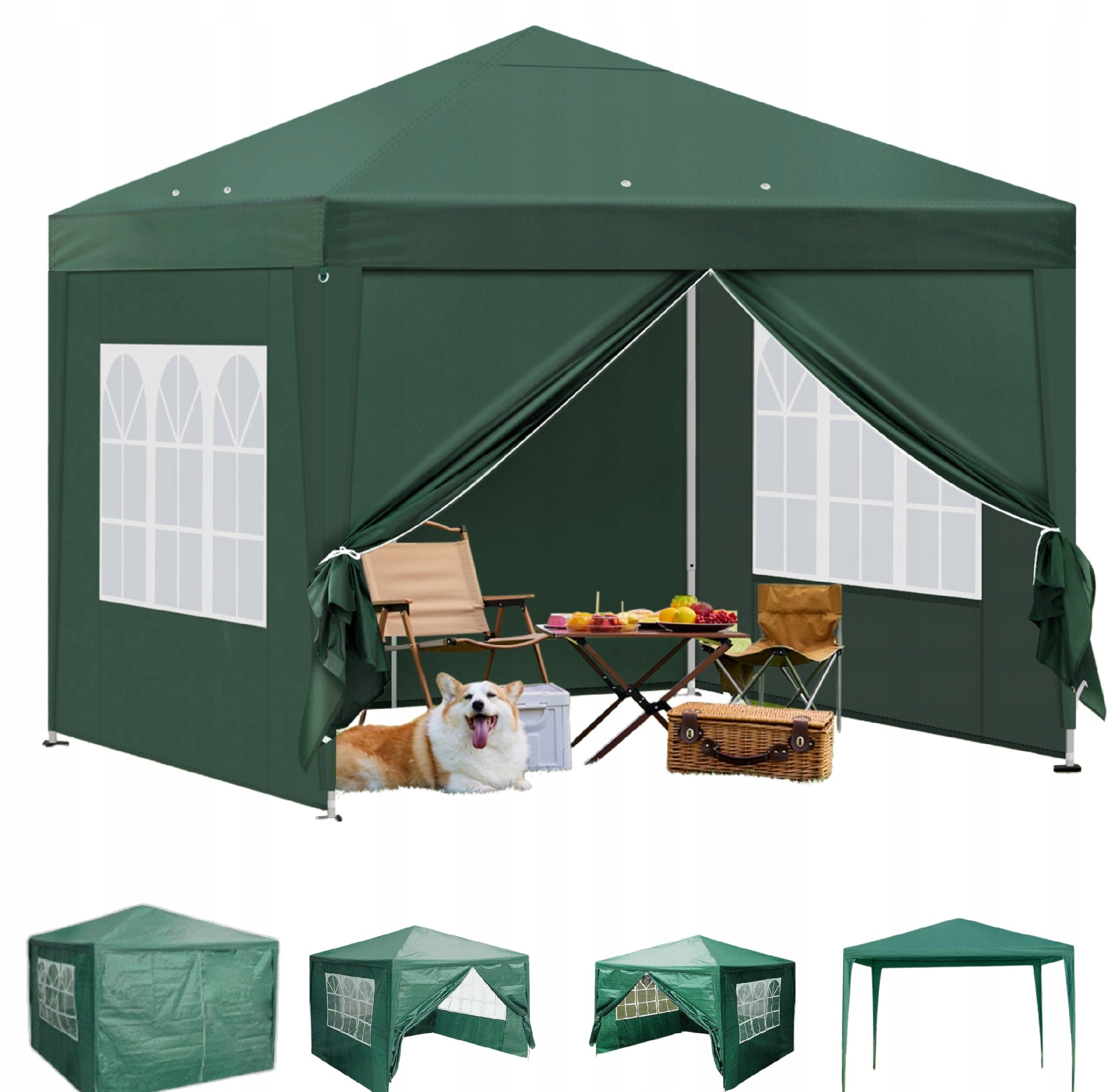TG77595-1 GARDEN PAVILION TENT 4 WALLS GAZEBO FOR GARDEN PARTY HAND