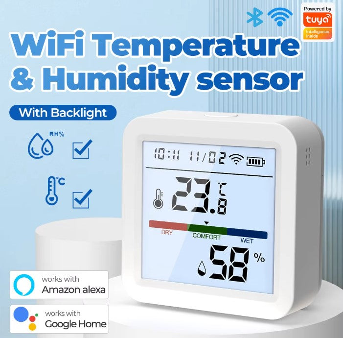 TH05 Smart Life WIFI Temperature and Humidity Sensor, COLOR LCD