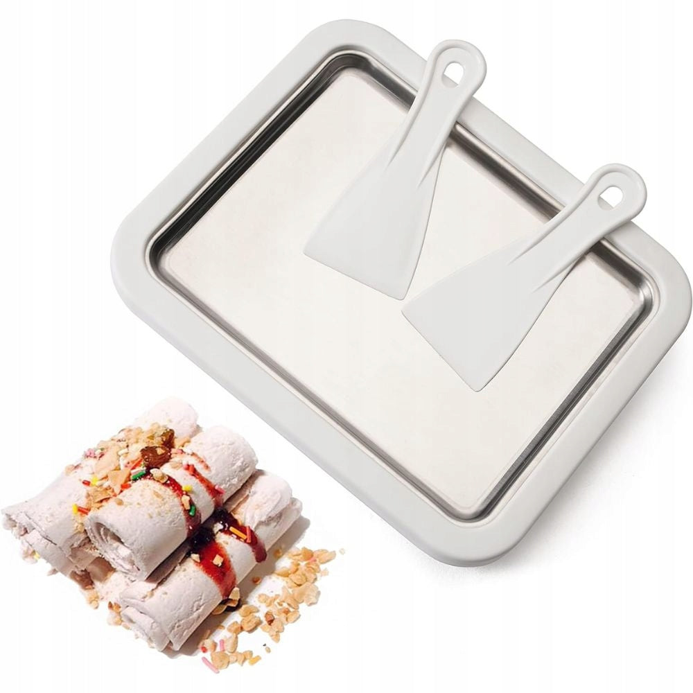 THAI ICE CREAM MACHINE SET OF 2 SPATULAS HOME PLATE ICE ROLL XXL Brand IceCup