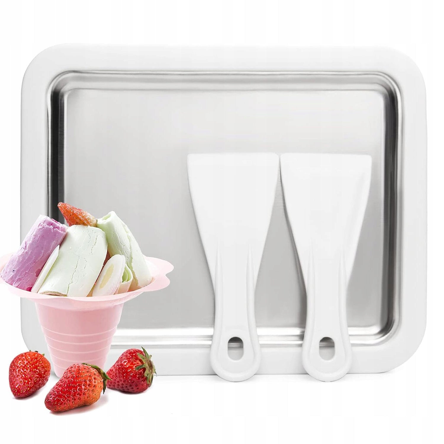 THAI ICE CREAM MACHINE SET OF 2 SPATULAS HOME PLATE ICE ROLL XXL Manufacturer code 5908049812743