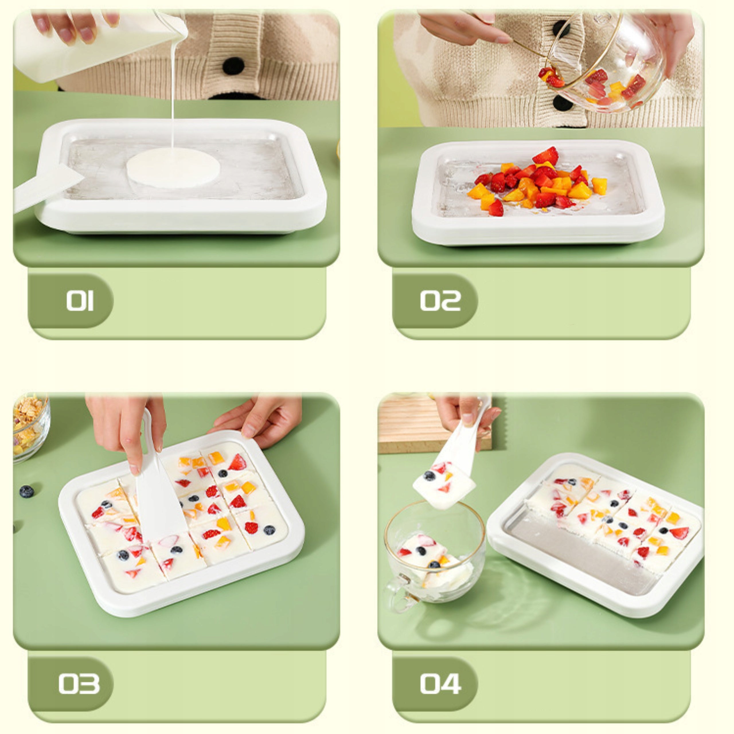THAI ICE CREAM MAKING MACHINE HEALTHY THAI ICE CREAM SET WHITE DIY Manufacturer code Tacka do robienia lody tajskie Biała OD SERCA