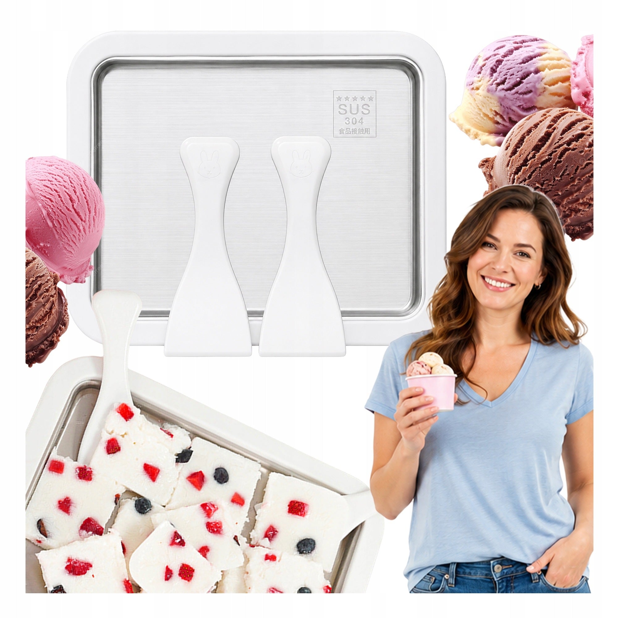 THAI ICE CREAM MAKING MACHINE TRAY STAINLESS STEEL YOGORITE DESSERTS
