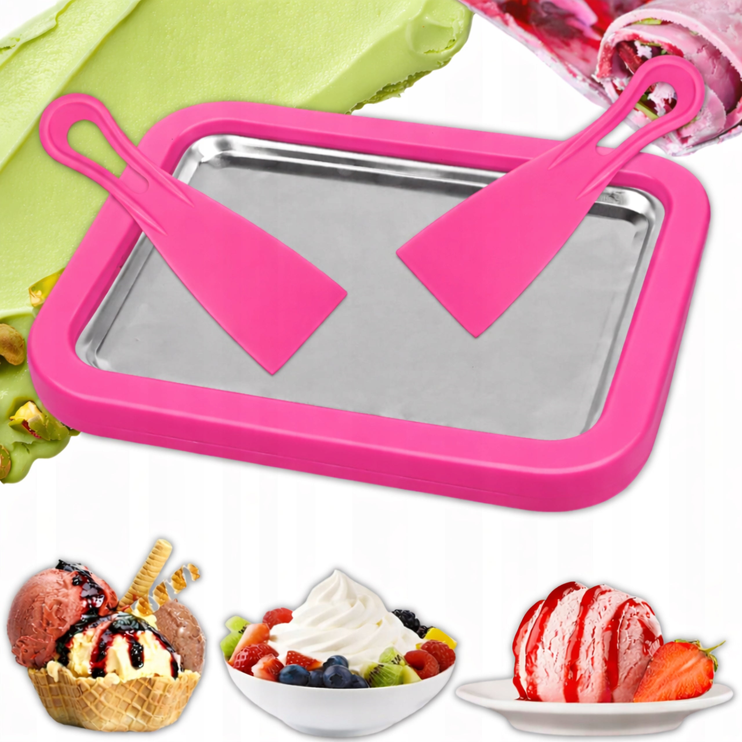 THAI ICE CREAM MAKING PAN LARGE MACHINE 2 SPATULAS THAI ICE CREAM