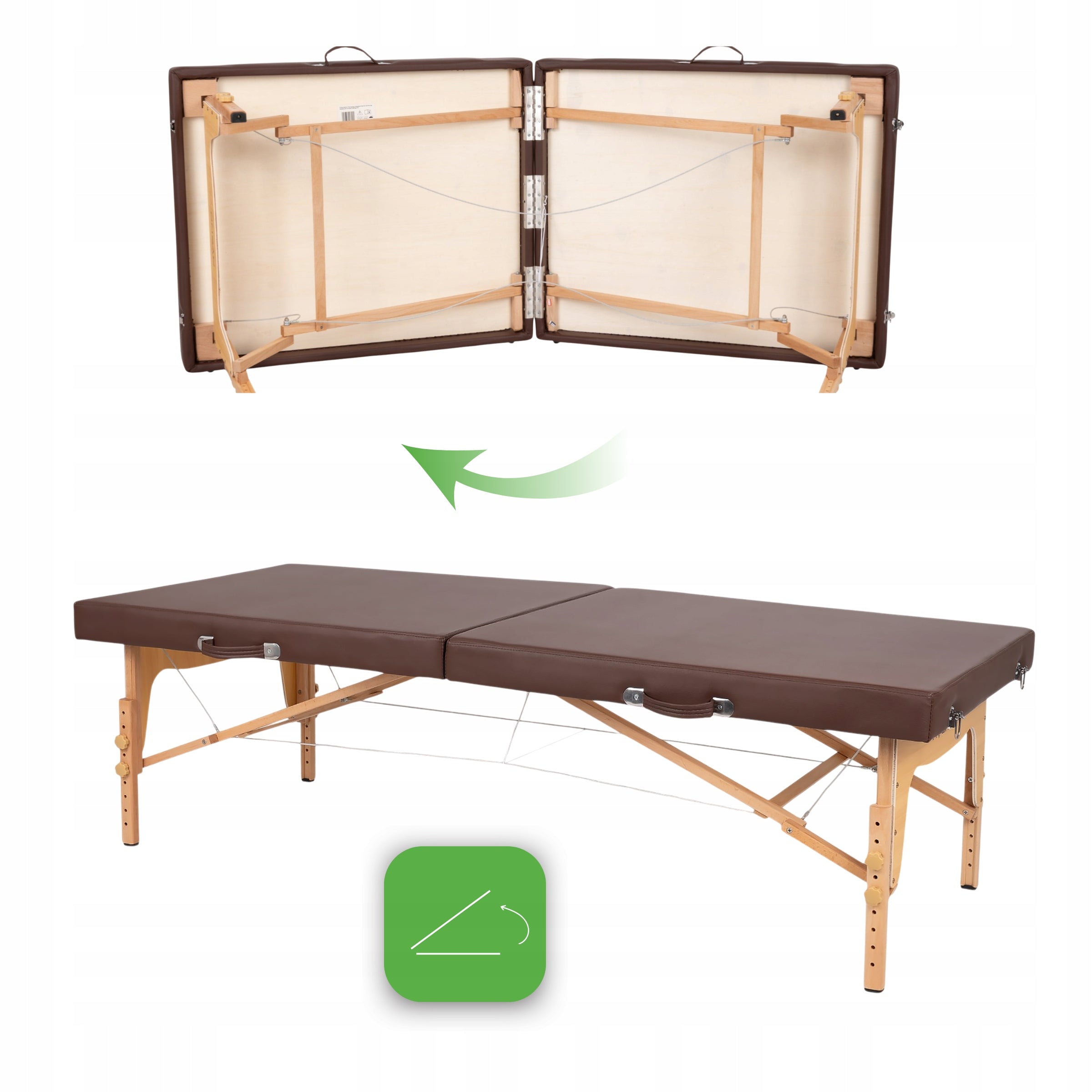 THAI MASSAGE TABLE FOLDING MANUAL THERAPY WOODEN NIRO 80 CM Color brown