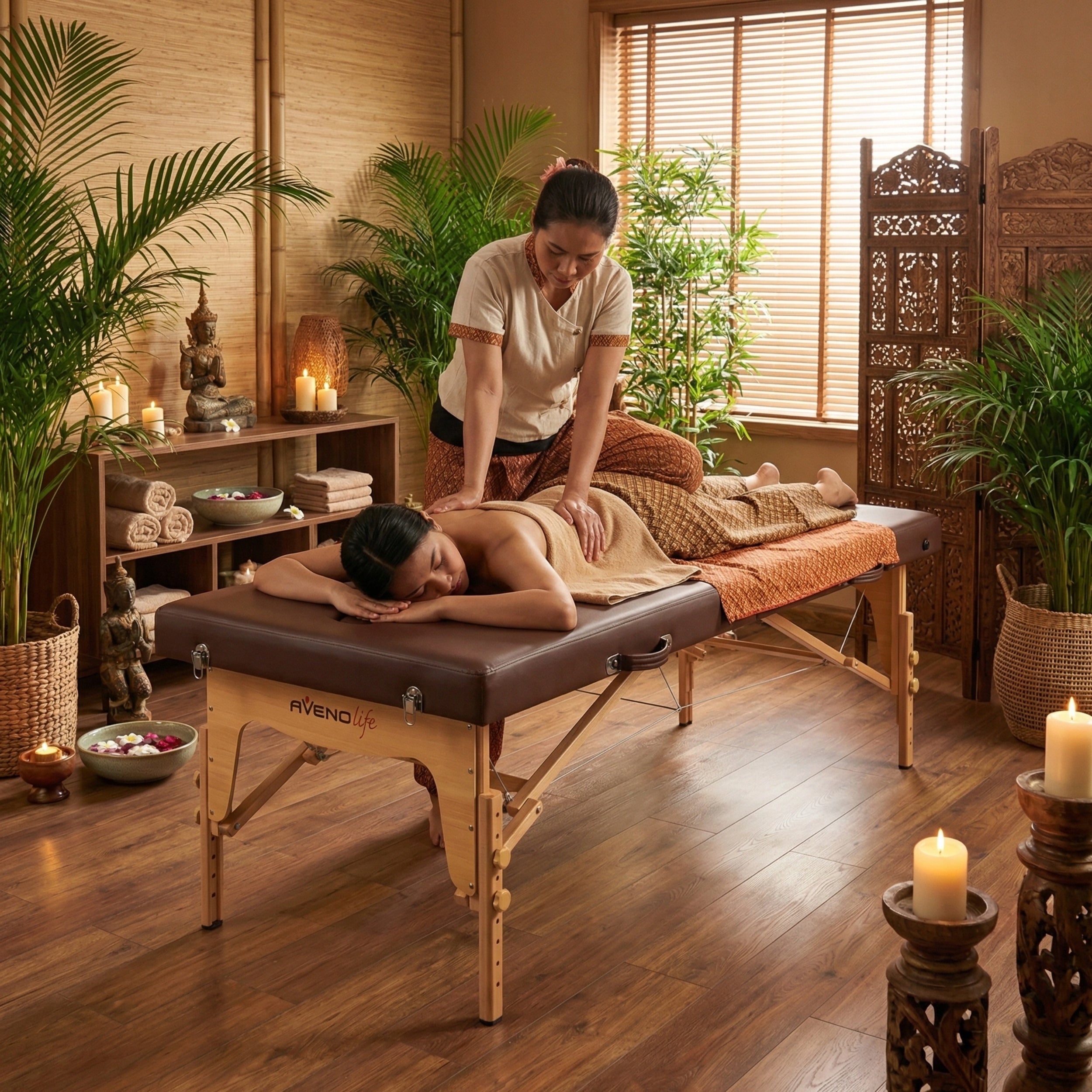 THAI MASSAGE TABLE FOLDING MANUAL THERAPY WOODEN NIRO 80 CM Packaging status original