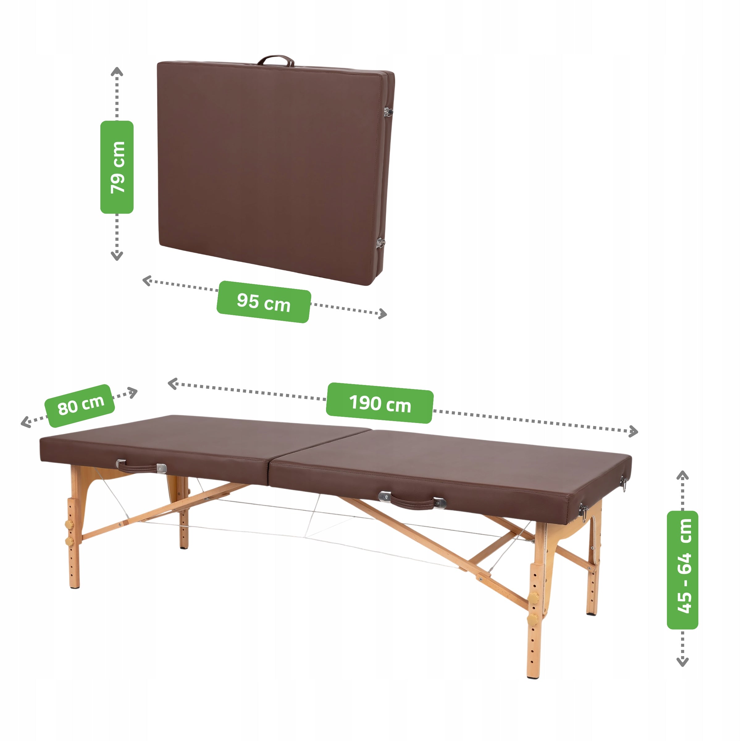 THAI MASSAGE TABLE FOLDING MANUAL THERAPY WOODEN NIRO 80 CM Tabletop width 80 cm