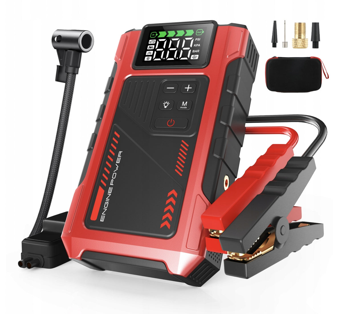 THE MOST POWERFUL JUMP STARTER BOOSTER 6000A WITH 10 BAR COMPRESSOR