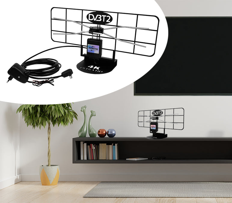 THE MOST POWERFUL POLAND DVB-T2 ROOM ANTENNA FORTIS 4K LTE FILTER MUX8 ++85dB Packaging status original