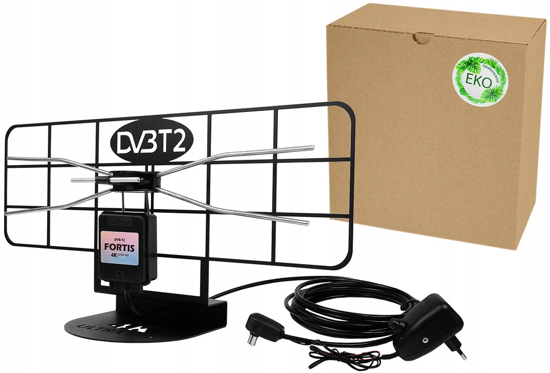 THE MOST POWERFUL POLAND DVB-T2 ROOM ANTENNA FORTIS 4K LTE FILTER MUX8 ++85dB