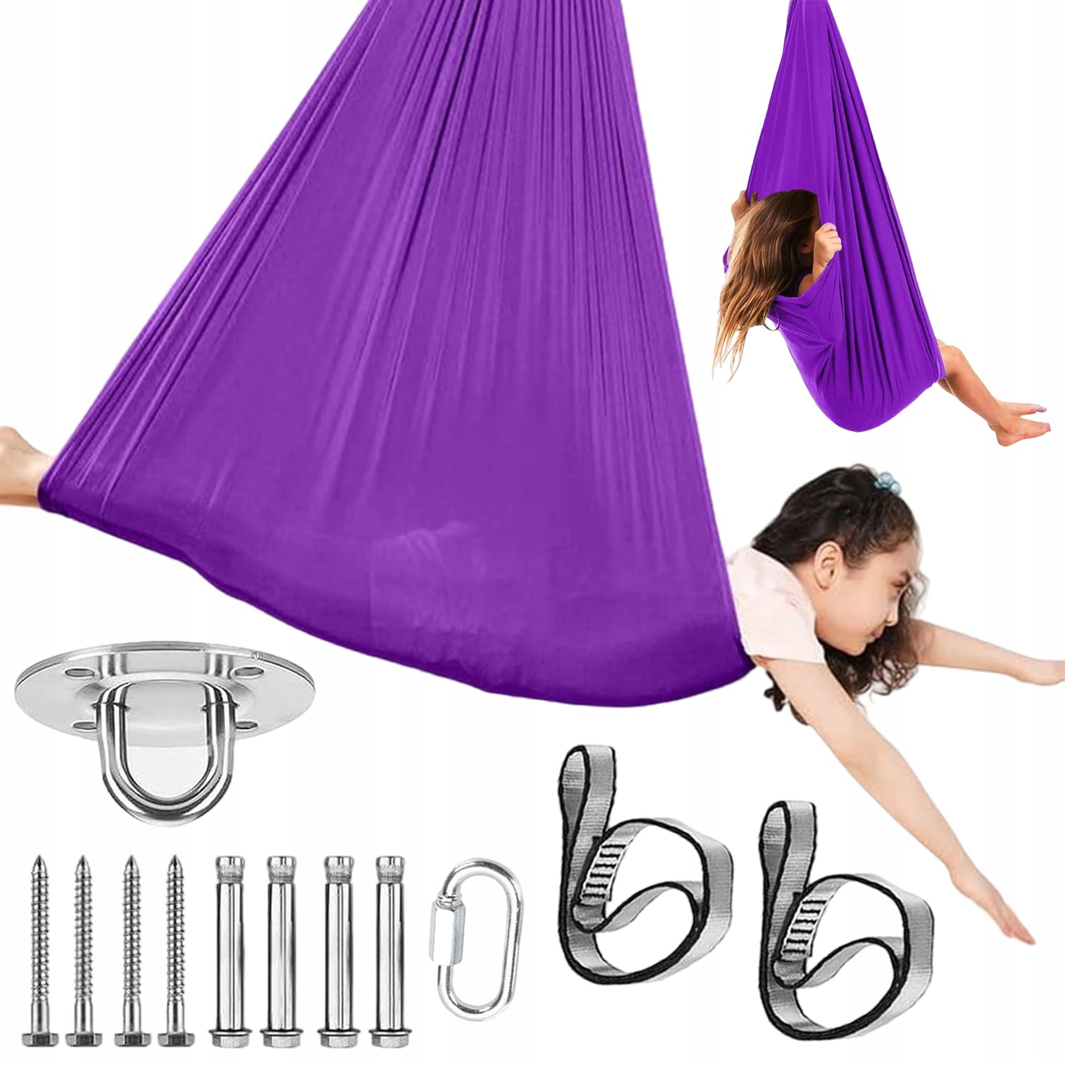THERAPEUTIC SENSORY SWING FOR CHILDREN HAMMOCK 280X100CM PURPLE