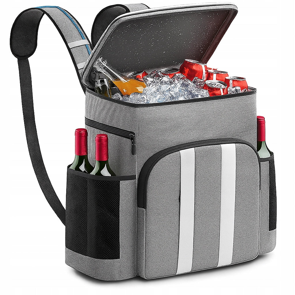 THERMAL BACKPACK PICNIC HIKING INSULATION BAG FOR BEACH PICNIC Color gray