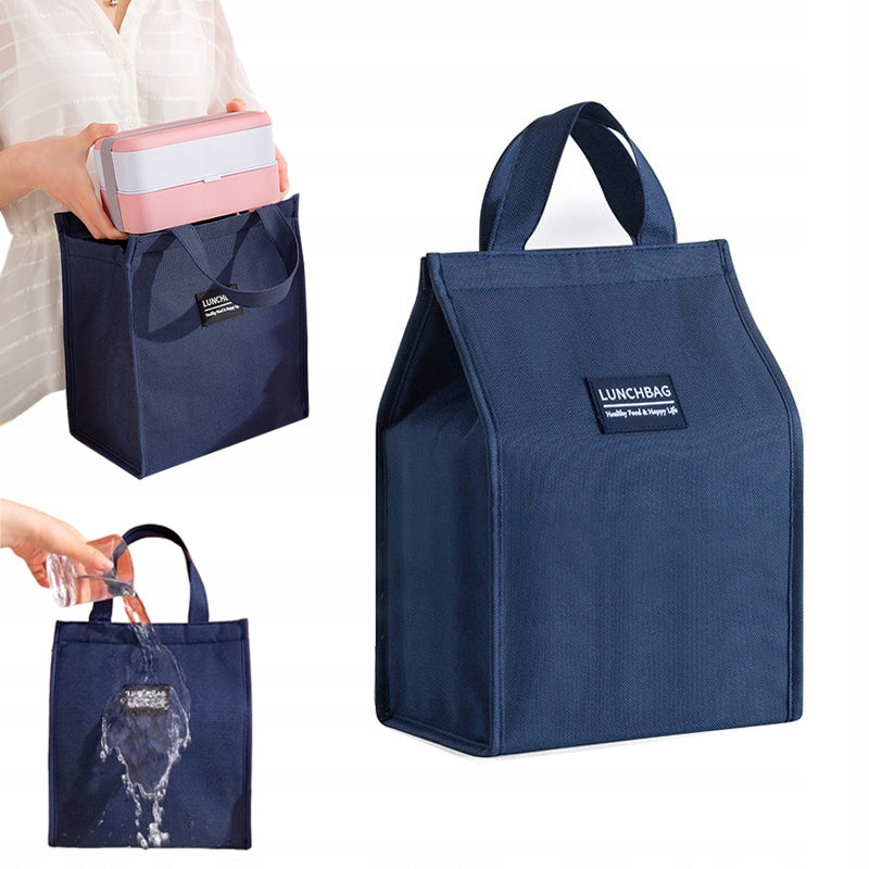 THERMAL BAG WITH A HANDLE, INSULATED, WATERPROOF LUNCH BOX, NAVY BLUE 10 L